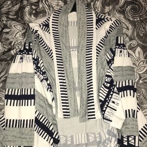 Navy blue, grey, and white Aztec cardigan